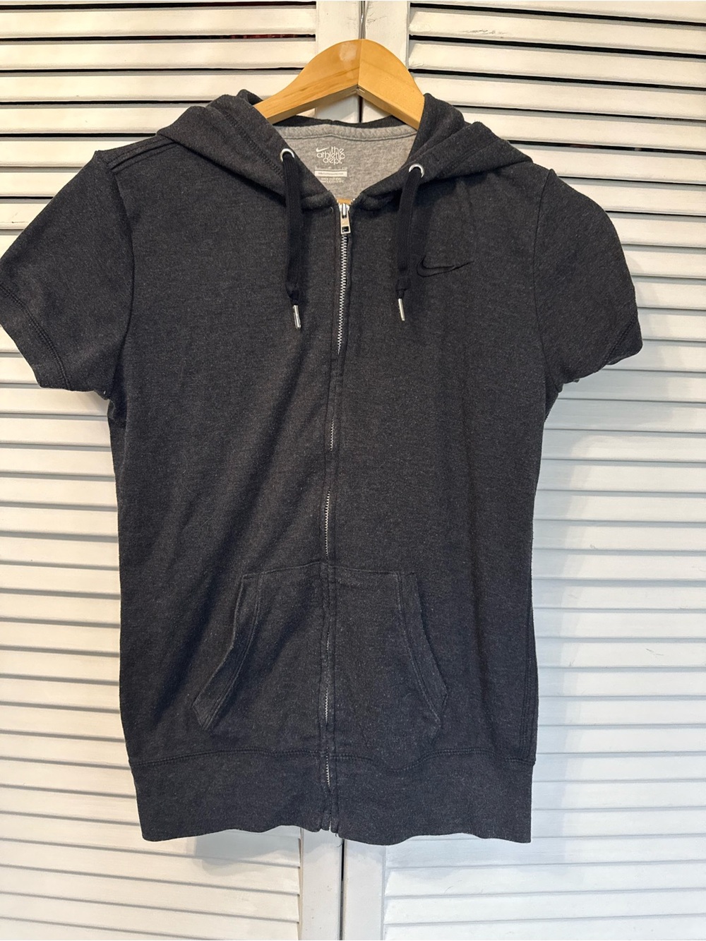 Nike Charcoal Gray Short-Sleeve Zip Hoodie